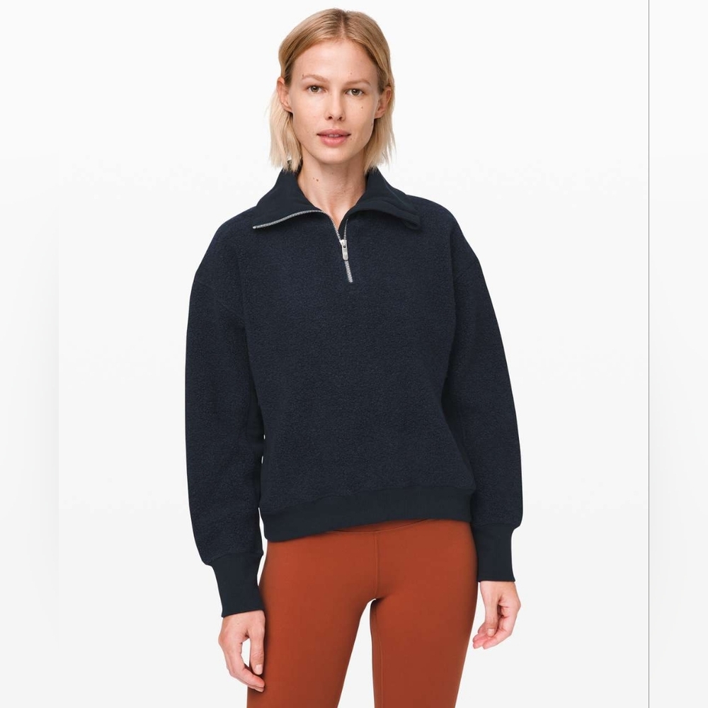 Lululemon Stand Out Sherpa 1/2 Zip In True Navy